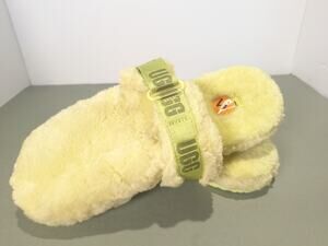 UGG Fluff Yeah Slide Slippers Lime Green Shearling Strap Mens Size 11